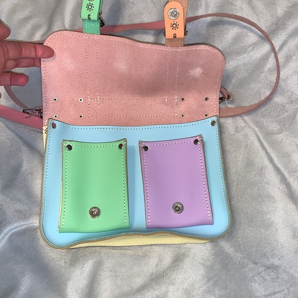 GRAFEA MICRO LINA II MICRO SATCHEL pastel color block pink purple green leather - Picture 5 of 7
